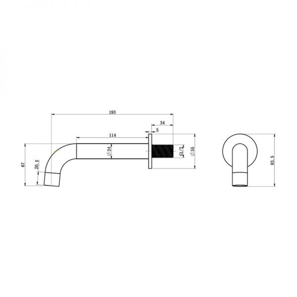 Abacus Iso Matt Black Wall Mounted Bath Spout #2