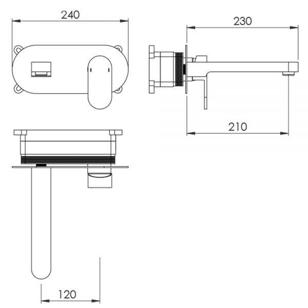 Abacus Ki Brushed Bronze Wall Mounted Basin Mixer Tap #2