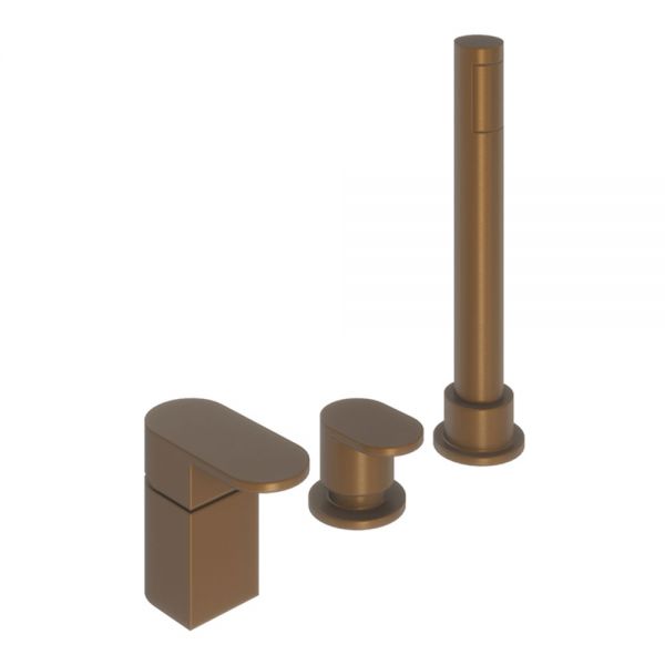 Abacus Ki Brushed Bronze Deck Mounted 3 Hole Bath Shower Mixer Tap