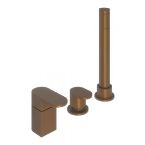 Abacus Ki Brushed Bronze Deck Mounted 3 Hole Bath Shower Mixer Tap