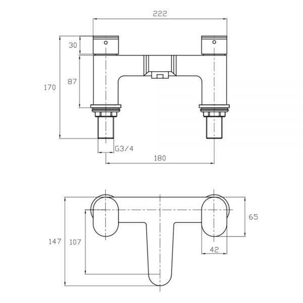 Abacus Ki Brushed Nickel Bath Filler Tap #2