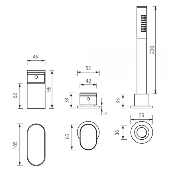 Abacus Ki Brushed Nickel Deck Mounted 3 Hole Bath Shower Mixer Tap #2
