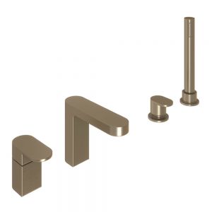 Abacus Ki Brushed Nickel Deck Mounted 4 Hole Bath Shower Mixer Tap