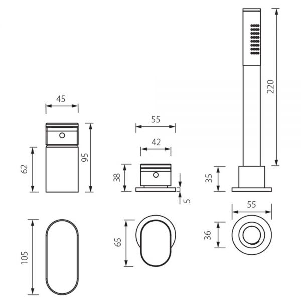 Abacus Ki Chrome Deck Mounted 3 Hole Bath Shower Mixer Tap #2