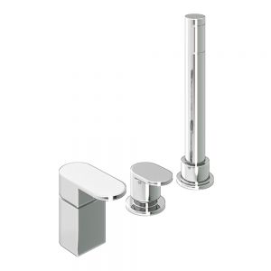 Abacus Ki Chrome Deck Mounted 3 Hole Bath Shower Mixer Tap