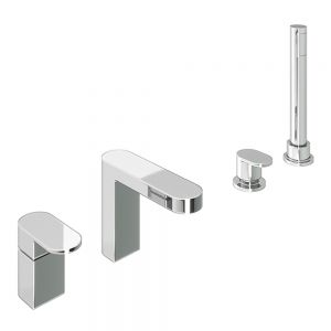 Abacus Ki Chrome Deck Mounted 4 Hole Bath Shower Mixer Tap