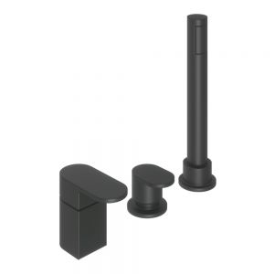 Abacus Ki Matt Black Deck Mounted 3 Hole Bath Shower Mixer Tap