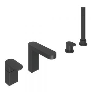 Abacus Ki Matt Black Deck Mounted 4 Hole Bath Shower Mixer Tap