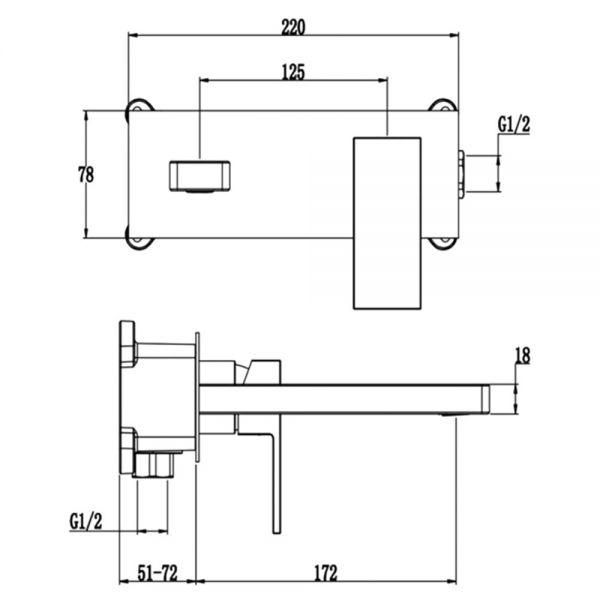 Abacus Plan Brushed Nickel Wall Mounted Basin Mixer Tap #2