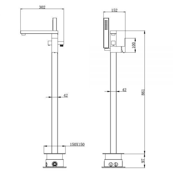 Abacus Plan Brushed Nickel Floor Standing Bath Shower Mixer Tap #2
