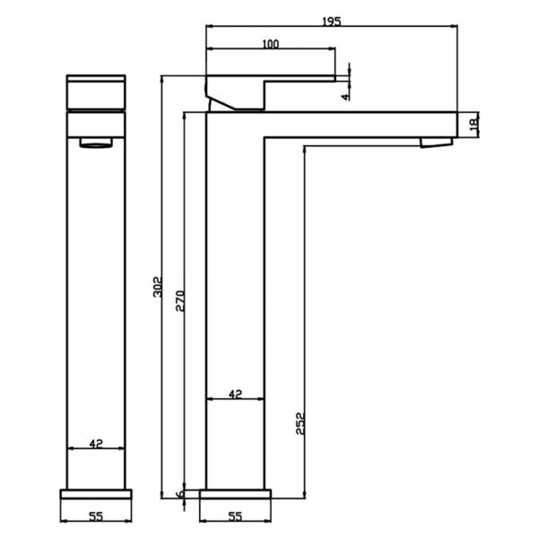 Abacus Plan Brushed Nickel Tall Basin Mixer Tap #2