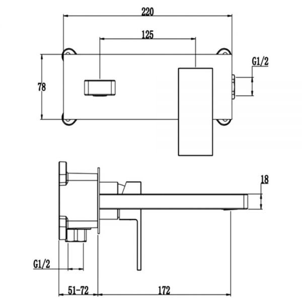Abacus Plan Chrome Wall Mounted Basin Mixer Tap #2