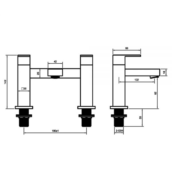 Abacus Plan Chrome Bath Filler Tap #2