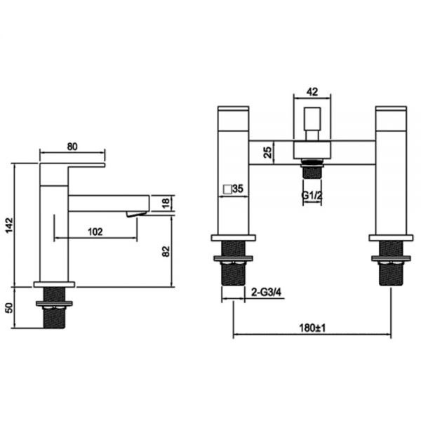 Abacus Plan Chrome Bath Shower Mixer Tap #2