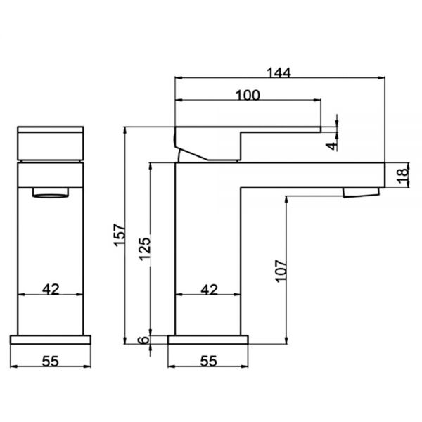 Abacus Plan Matt Black Mono Basin Mixer Tap #2