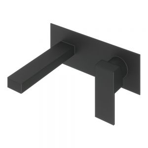 Abacus Plan Matt Black Wall Mounted Basin Mixer Tap