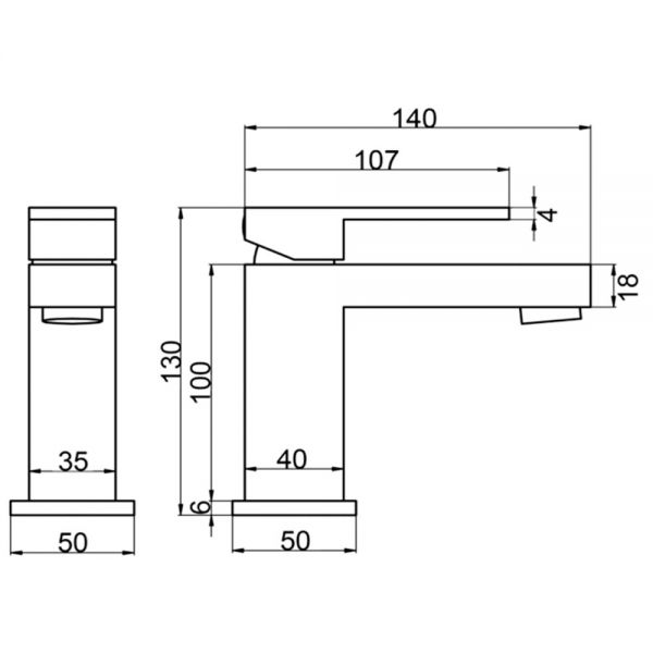 Abacus Plan Matt Black Mini Basin Mixer Tap #2