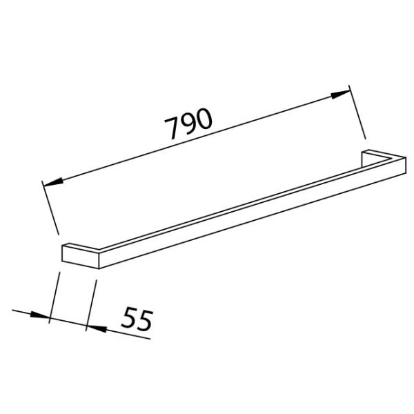 Abacus Pure Brushed Nickel 790mm Single Towel Rail #2