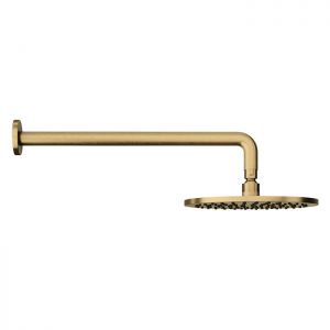 Abacus Brushed Brass 250mm Round Shower Head with Wall Mounted Shower Arm