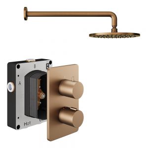 Abacus PK1 Round Brushed Bronze Single Outlet Concealed Thermostatic Shower Pack