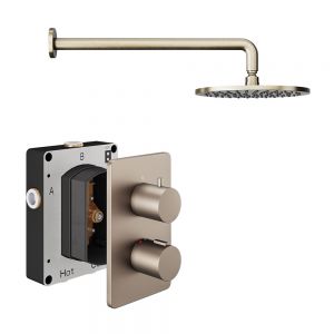 Abacus PK1 Round Brushed Nickel Single Outlet Concealed Thermostatic Shower Pack
