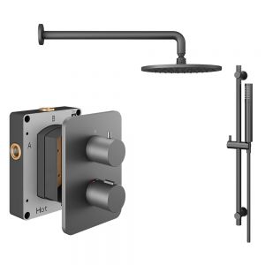 Abacus PK2 Round Anthracite Two Outlet Concealed Thermostatic Shower Pack