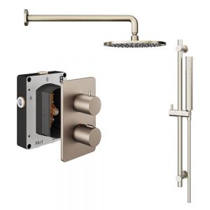 Abacus PK2 Round Brushed Nickel Two Outlet Concealed Thermostatic Shower Pack