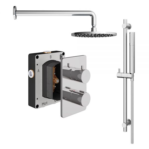Abacus PK2 Round Chrome Two Outlet Concealed Thermostatic Shower Pack