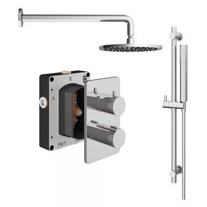 Abacus PK2 Round Chrome Two Outlet Concealed Thermostatic Shower Pack