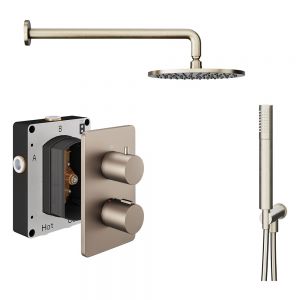 Abacus PK3 Round Brushed Nickel Two Outlet Concealed Thermostatic Shower Pack