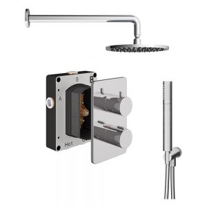 Abacus PK3 Round Chrome Two Outlet Concealed Thermostatic Shower Pack