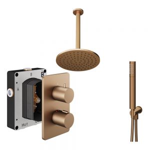 Abacus PK4 Round Brushed Bronze Two Outlet Concealed Thermostatic Shower Pack
