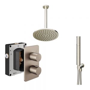 Abacus PK4 Round Brushed Nickel Two Outlet Concealed Thermostatic Shower Pack