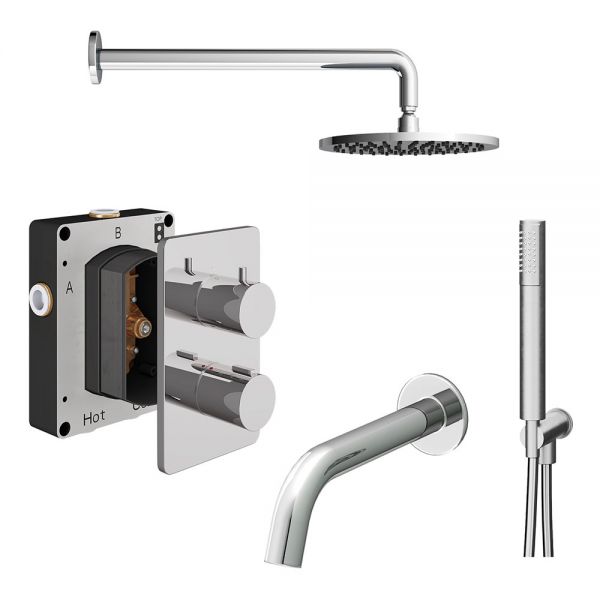 Abacus PK5 Round Chrome Three Outlet Concealed Thermostatic Shower Pack