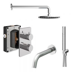 Abacus PK5 Round Chrome Three Outlet Concealed Thermostatic Shower Pack