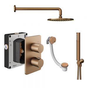 Abacus PK6 Round Brushed Bronze Three Outlet Concealed Thermostatic Shower Pack