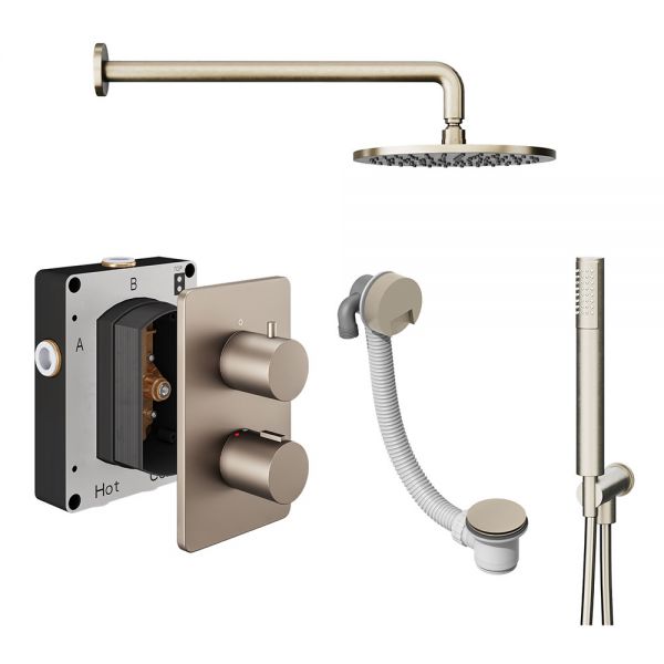 Abacus PK6 Round Brushed Nickel Three Outlet Concealed Thermostatic Shower Pack