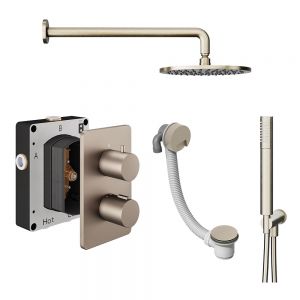 Abacus PK6 Round Brushed Nickel Three Outlet Concealed Thermostatic Shower Pack