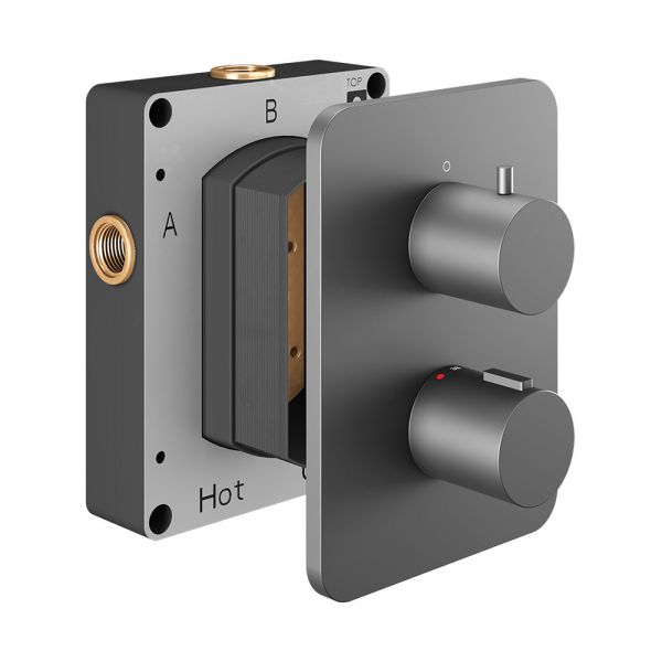 Abacus Anthracite Single Outlet Round Thermostatic Shower Valve
