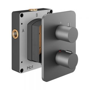 Abacus Anthracite Single Outlet Round Thermostatic Shower Valve