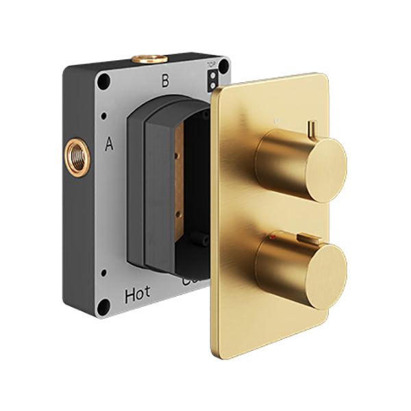 Abacus Brushed Brass Single Outlet Round Thermostatic Shower Valve