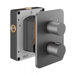 Abacus Anthracite Two Outlet Round Thermostatic Shower Valve