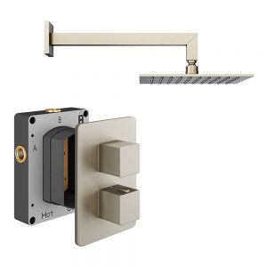Abacus PK1 Square Brushed Nickel Single Outlet Concealed Thermostatic Shower Pack