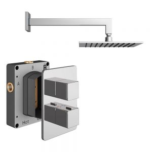 Abacus PK1 Square Chrome Single Outlet Concealed Thermostatic Shower Pack
