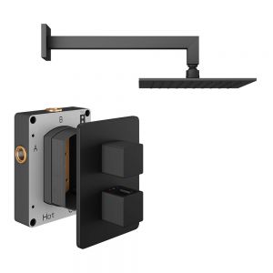 Abacus PK1 Square Matt Black Single Outlet Concealed Thermostatic Shower Pack