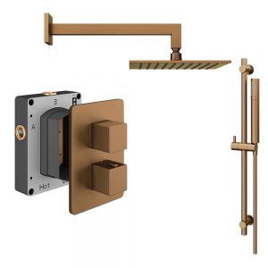 Abacus PK2 Square Brushed Bronze Two Outlet Concealed Thermostatic Shower Pack