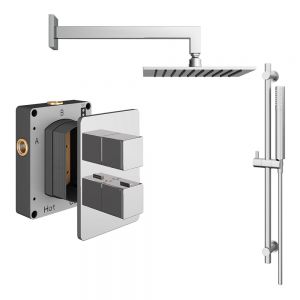 Abacus PK2 Square Chrome Two Outlet Concealed Thermostatic Shower Pack