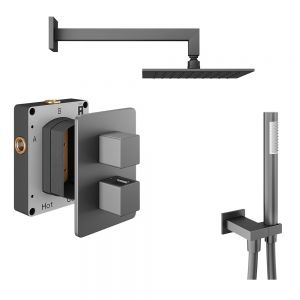 Abacus PK3 Square Anthracite Two Outlet Concealed Thermostatic Shower Pack