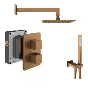Abacus PK3 Square Brushed Bronze Two Outlet Concealed Thermostatic Shower Pack