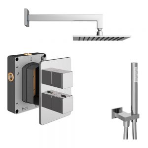 Abacus PK3 Square Chrome Two Outlet Concealed Thermostatic Shower Pack